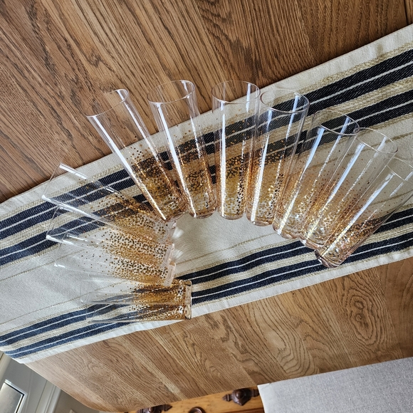 Anthropologie Gold Polka-dots Champagne Flutes Glasses set of 4 - Picture 8 of 12